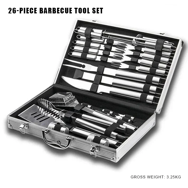Camping Cooking Kit Box - Conjunto de 26 Peças de Utensílios