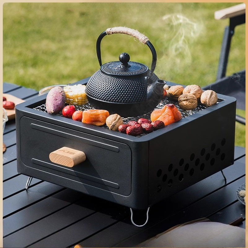Camping Cooking - Churrasqueira portátil a carvão, com estrutura
