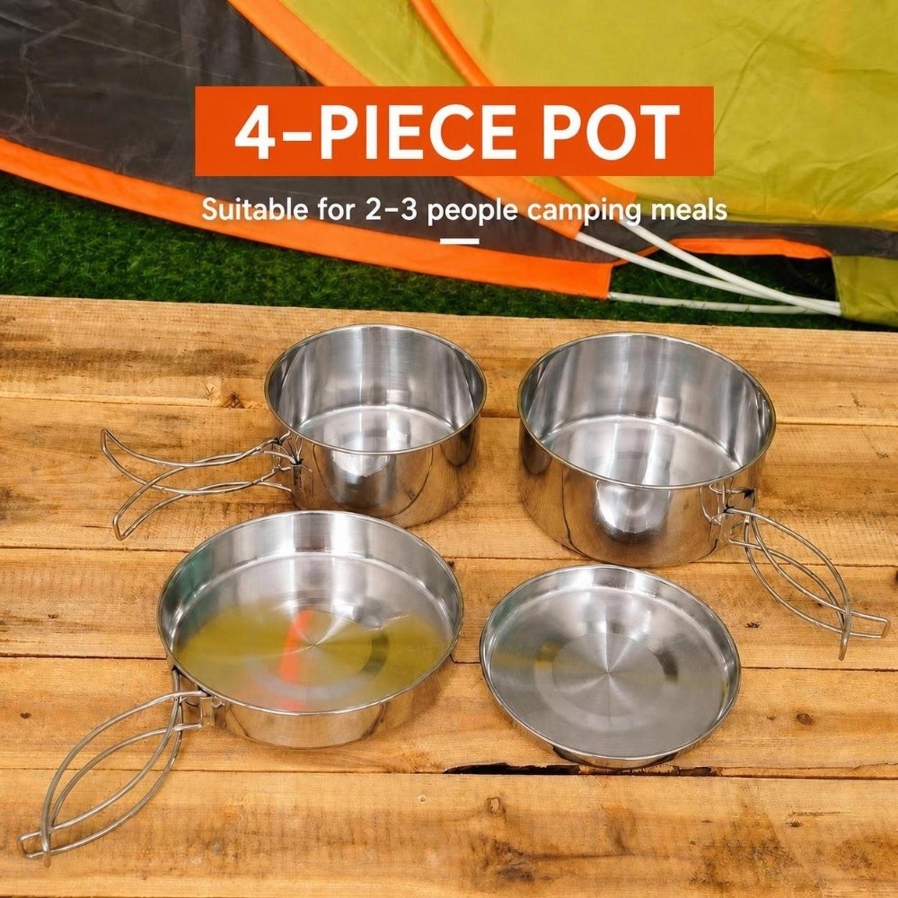Camping Cooking Pots And Pans Set - Conjunto de Utensílios de Cozinha Portátil