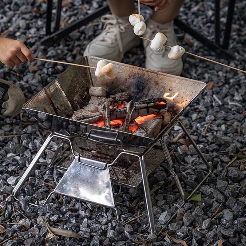 Camping Cooking Fire Pit - Churrasqueira Portátil para Acampamento, Grelha de