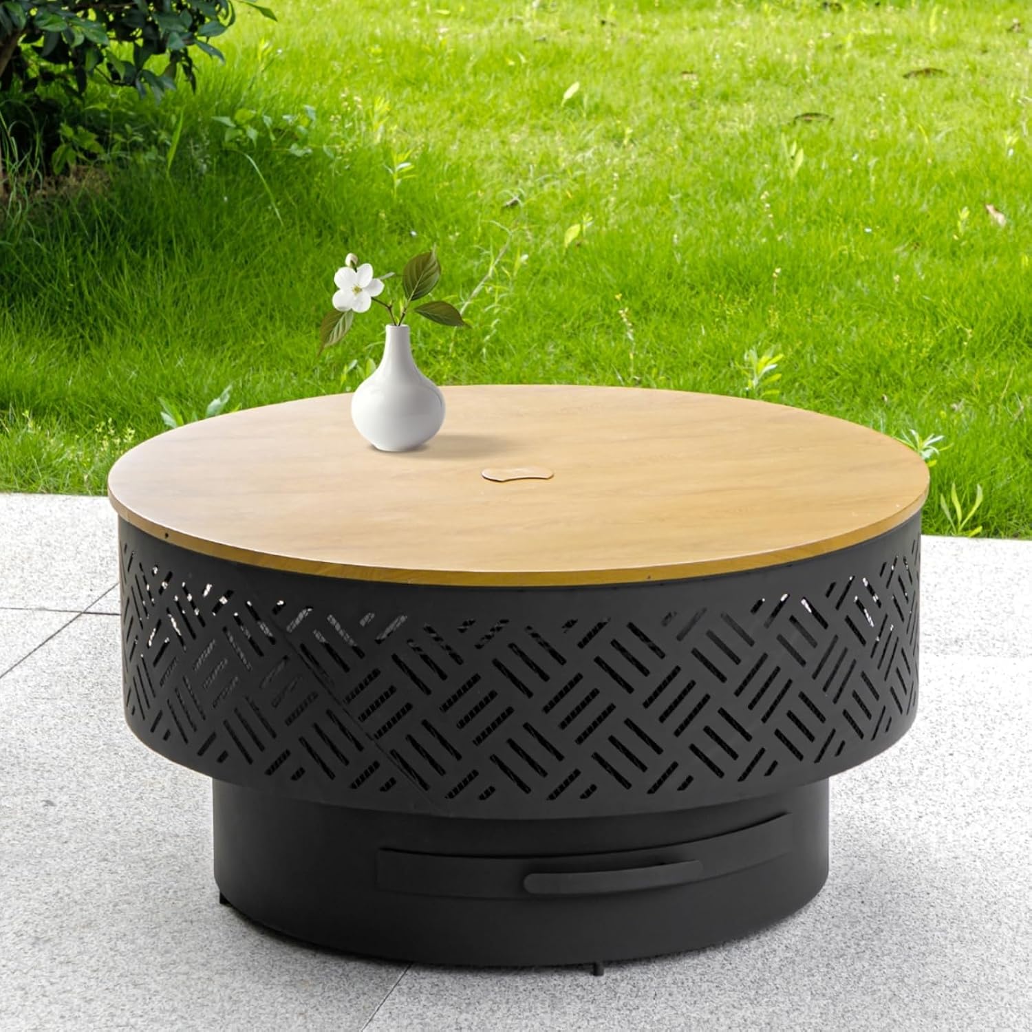 Camping Cooking Fire Pit - Mesa Redonda de Metal para Fogueira