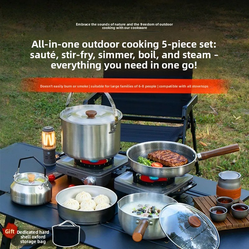 Camping Cooking Pots And Pans Set - Conjunto de Utensílios de Cozinha Portátil
