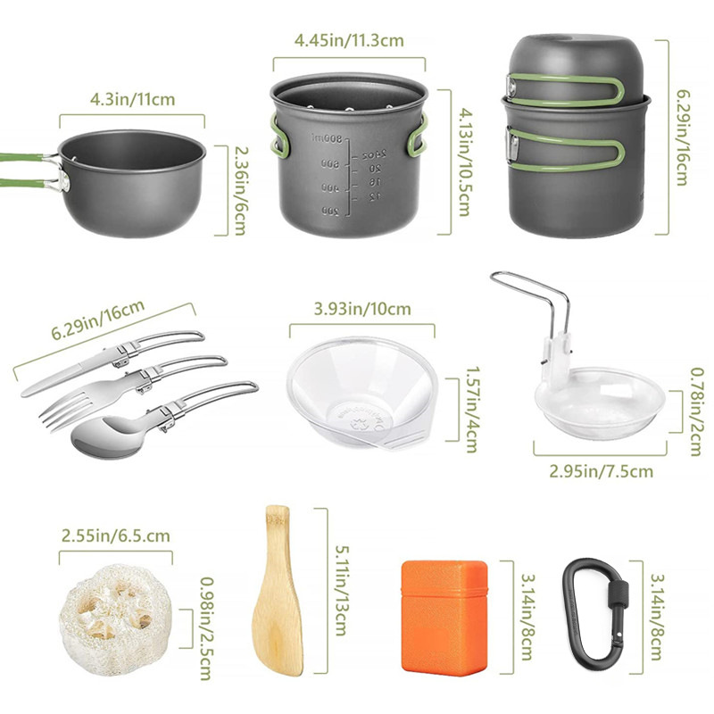 Kit de utensílios de cozinha p - Camping Cooking Pots And Pans Set avaliação e preço