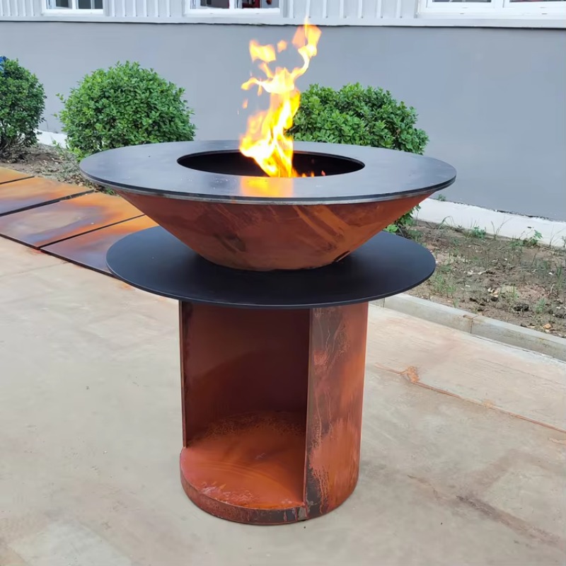 Fogueira grande de aço corten  - Camping Cooking Fire Pit avaliação e preço