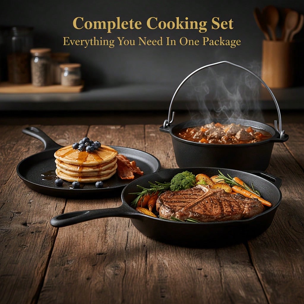Conjunto de Panelas e Frigidei - Skillet Cast Iron Camp avaliação e preço