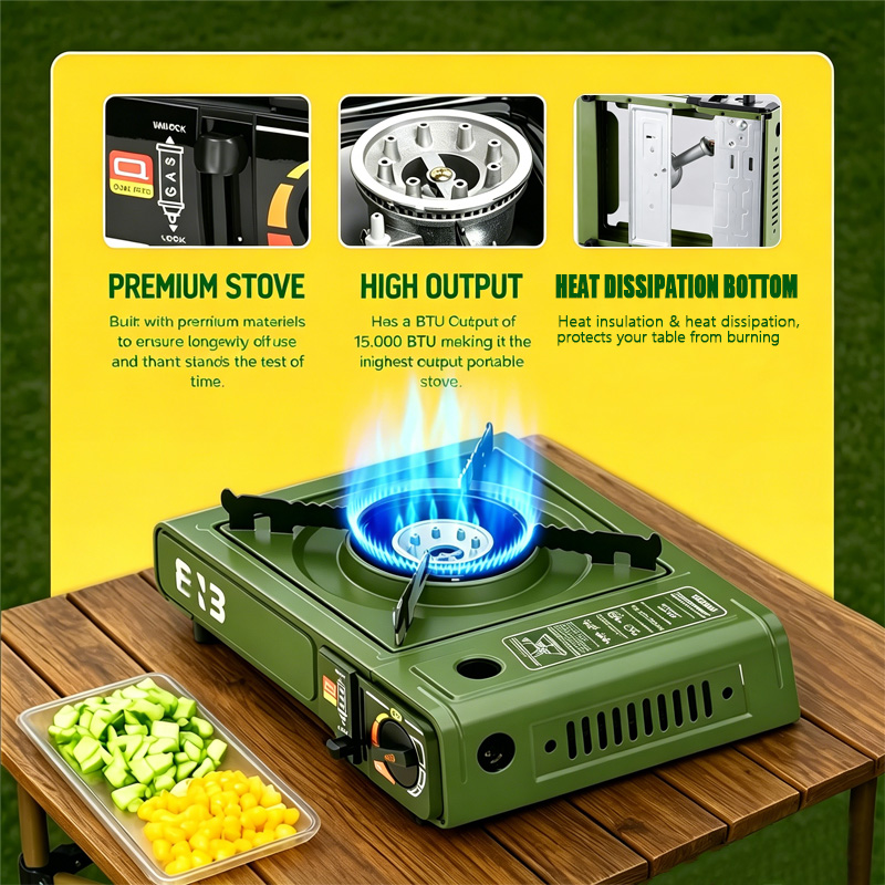 Fogão Portátil a Butano, Queim - Camping Cooking Kit Box avaliação e preço