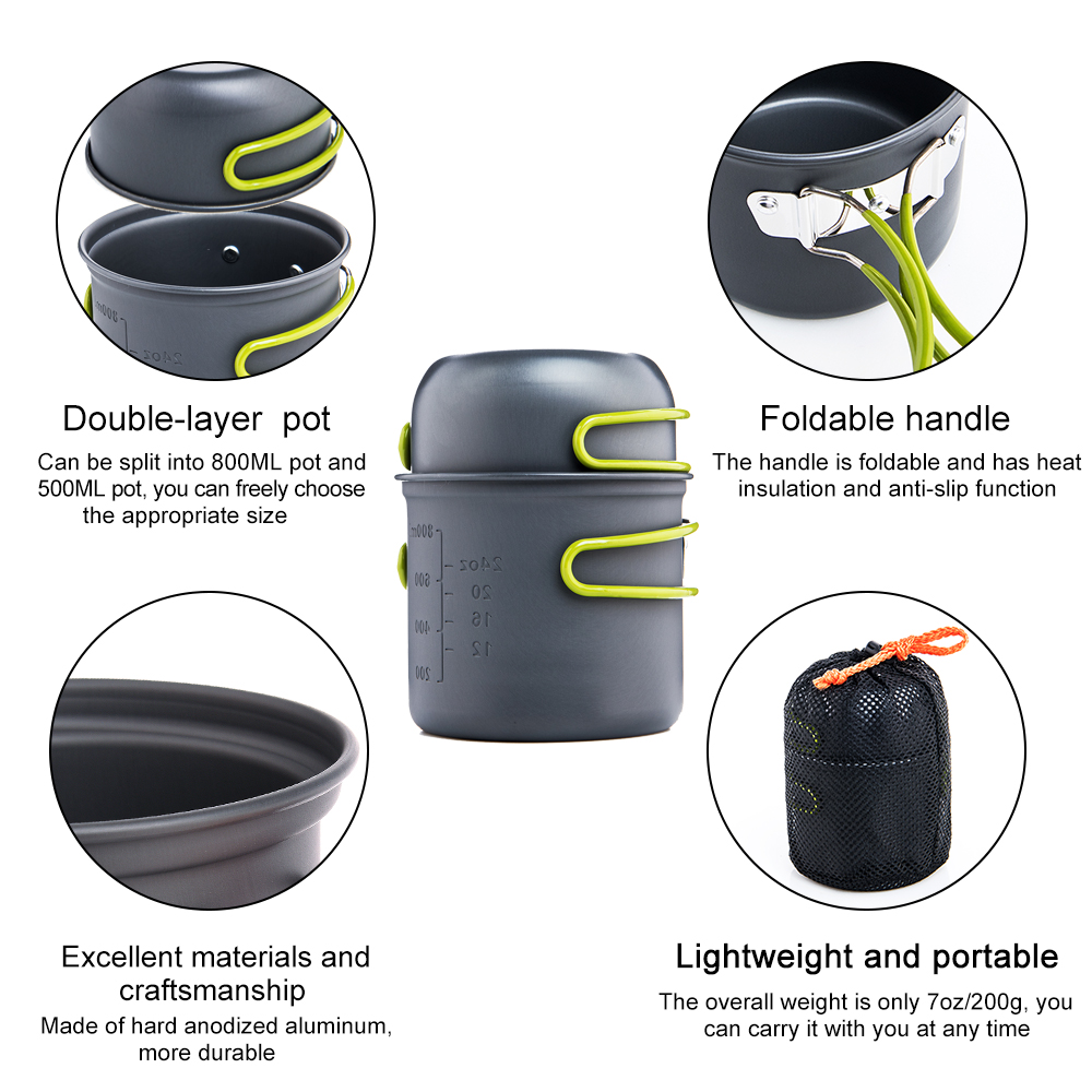 Conjunto de Utensílios de Cozi - Camping Cooking Pan Set avaliação e preço