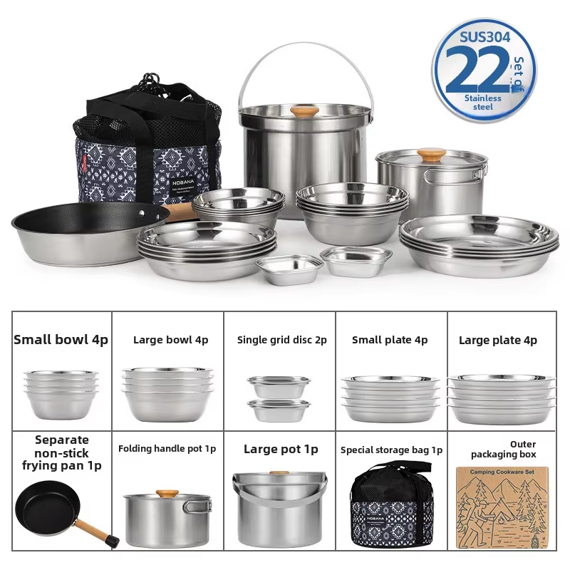 Nobana mais novo conjunto de p - Camping Cooking Pan Set avaliação e preço