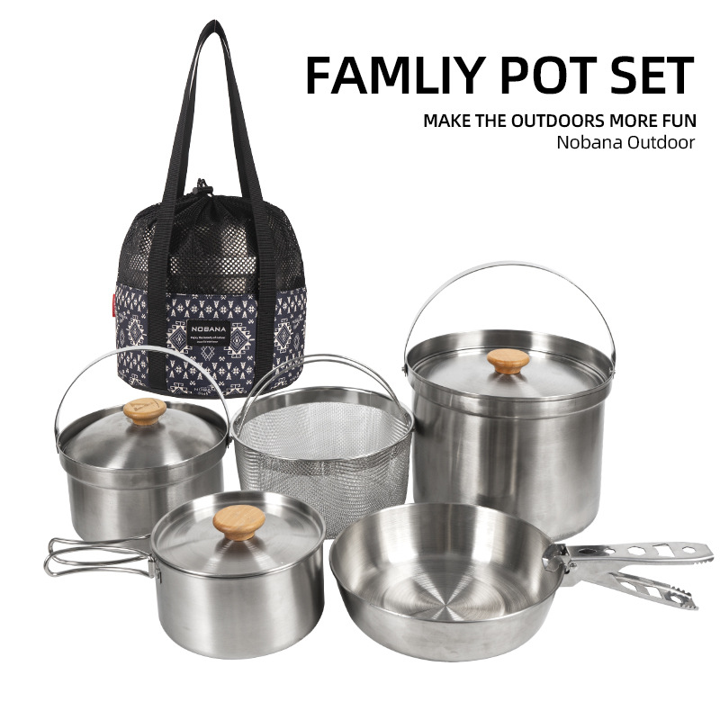 Nobana mais novo conjunto de p - Camping Cooking Pan Set avaliação e preço