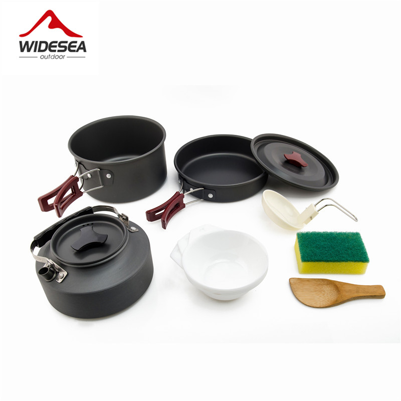 Widesea conjunto de panelas de - Camping Cooking Kit Box avaliação e preço
