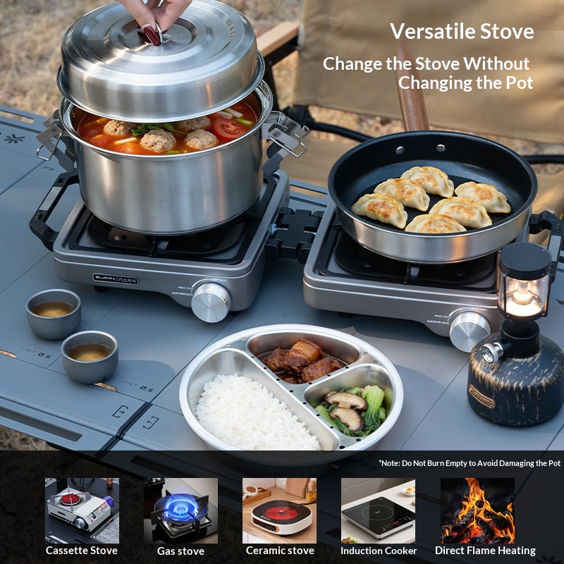 Conjunto de Panela a Vapor, Pa - Camping Cooking Pots And Pans Set avaliação e preço