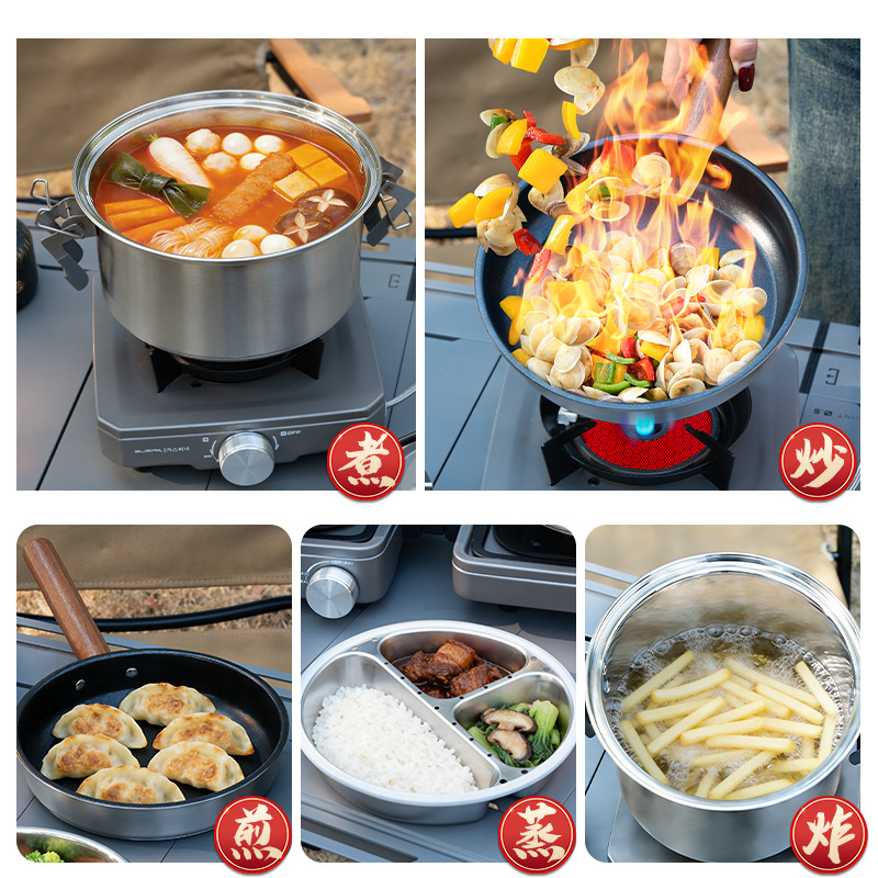 Conjunto de Panela a Vapor, Pa - Camping Cooking Pots And Pans Set avaliação e preço
