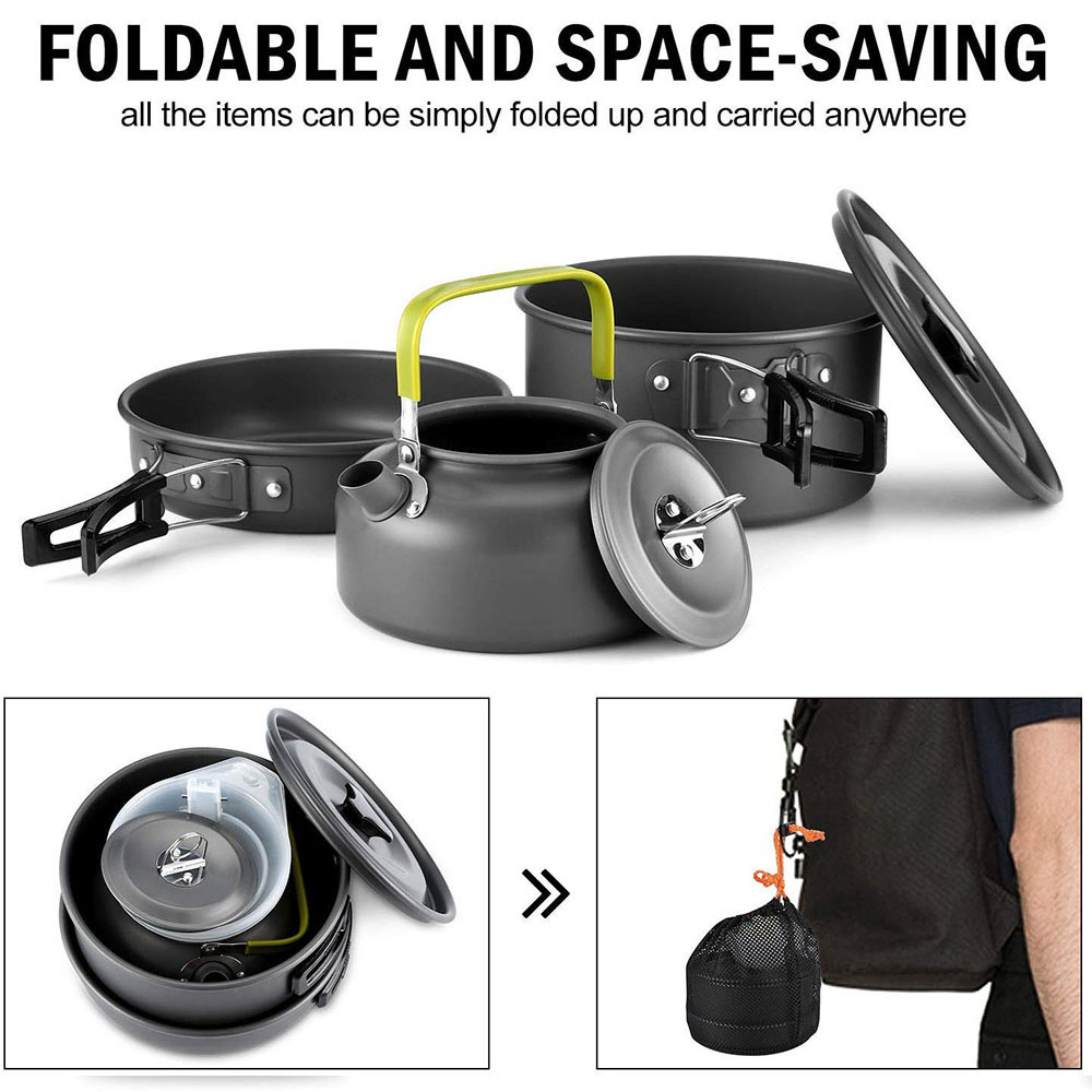 Conjunto de Utensílios de Cozi - Camping Cooking Pan Set avaliação e preço